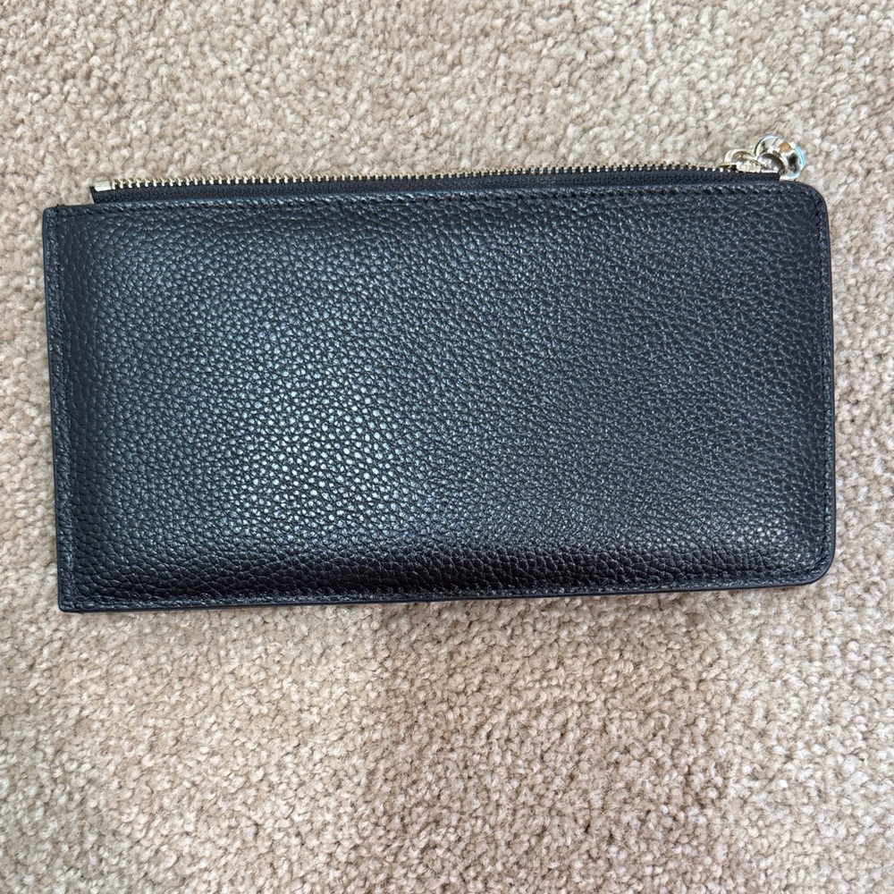 Black Leather Zip Wallet NWOT